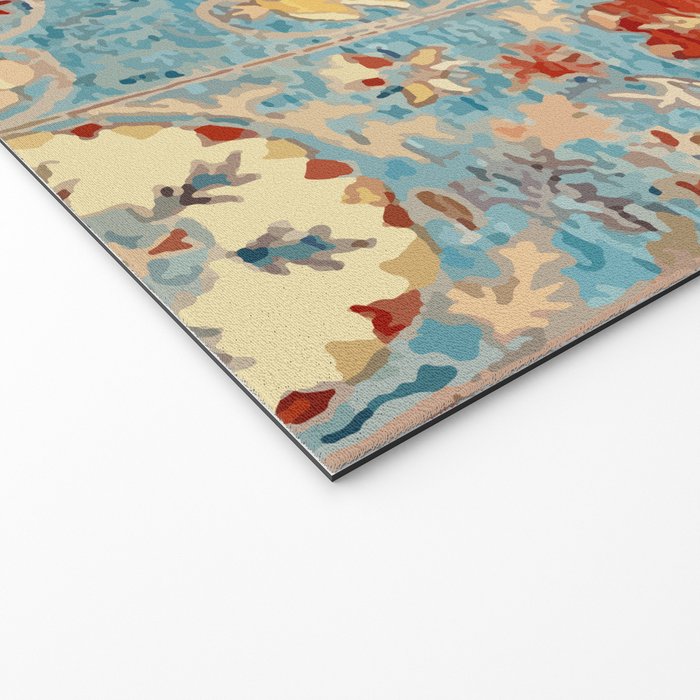 Antique Uzbekistan Blue Ground Suzani Welcome Mat Gallery Image 2