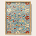 Antique Uzbekistan Blue Ground Suzani Serving Tray Gallery Image 1
