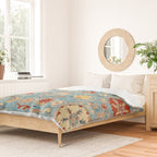 Antique Uzbekistan Blue Ground Suzani Duvet Cover Gallery Image 2