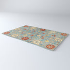 Antique Uzbekistan Blue Ground Suzani Rug Gallery Image 3