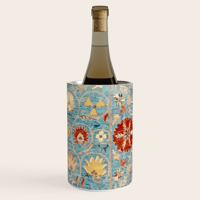 Antique Uzbekistan Blue Ground Suzani Wine Chiller Gallery Image 3