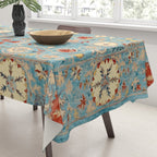 Antique Uzbekistan Blue Ground Suzani Tablecloth Gallery Image 3