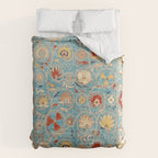 Antique Uzbekistan Blue Ground Suzani Comforter Gallery Image 6