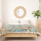 Antique Uzbekistan Blue Ground Suzani Duvet Cover Gallery Image 3