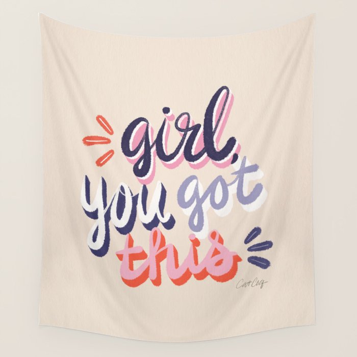 Girl You Got This - Navy & Red Palette Wall Tapestry Gallery Image 4