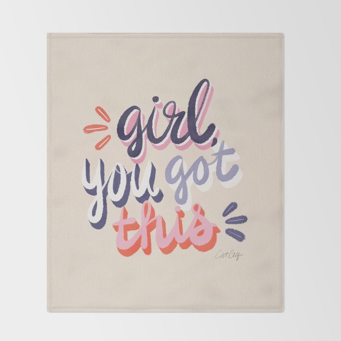 Girl You Got This - Navy & Red Palette Throw Blanket Gallery Image 2