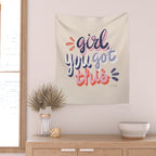 Girl You Got This - Navy & Red Palette Wall Tapestry Gallery Image 2