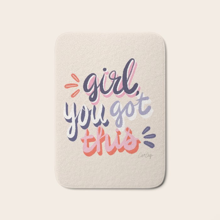 Girl You Got This - Navy & Red Palette Bath Mat Gallery Image 1