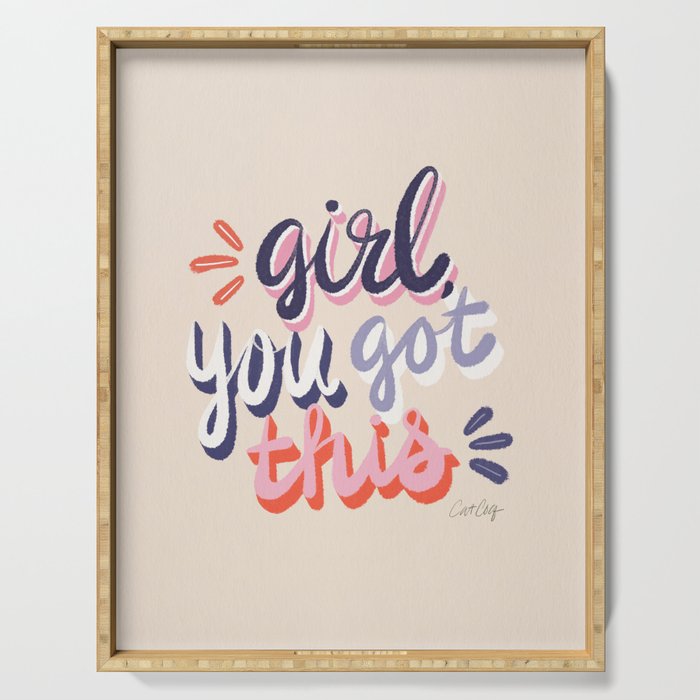 Girl You Got This - Navy & Red Palette Serving Tray Gallery Image 1