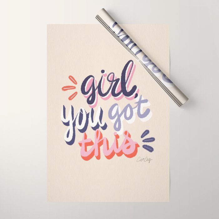 Girl You Got This - Navy & Red Palette Wrapping Paper Gallery Image 1
