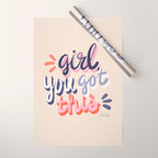 Girl You Got This - Navy & Red Palette Wrapping Paper Gallery Image 1
