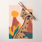Jungle Leopard with Tropical Leaves in Earthy Colors Wrapping Paper Gallery Image 1