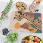 Jungle Leopard with Tropical Leaves in Earthy Colors Cutting Board Gallery Image 2