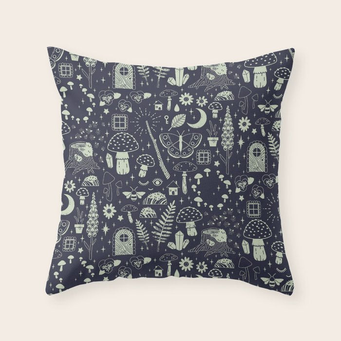 Fairy Garden: Midnight Throw Pillow Gallery Image 1