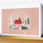 Festive Winter Hut in pink Wall Mural Gallery Image 2