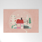 Festive Winter Hut in pink Welcome Mat Gallery Image 1