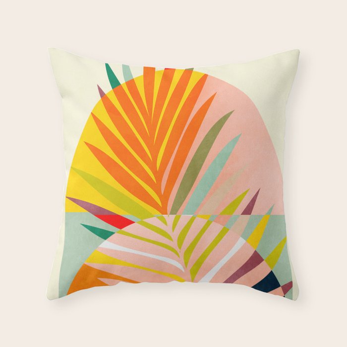 minimal leaf tropical spring Throw Pillow Gallery Image 6