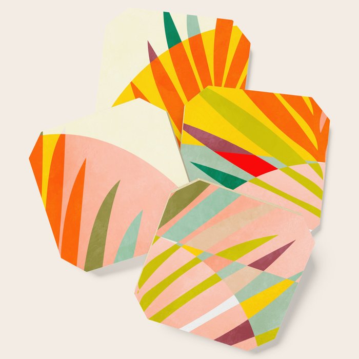 minimal leaf tropical spring Coaster Gallery Image 1