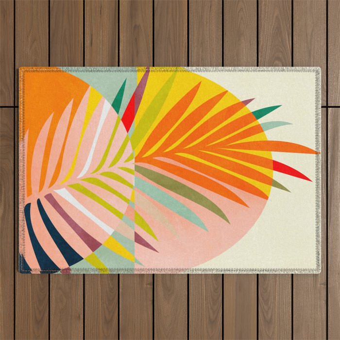 minimal leaf tropical spring Outdoor Rug Gallery Image 1