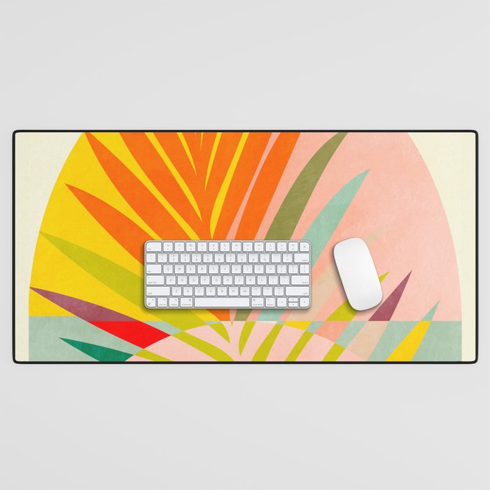 minimal leaf tropical spring Desk Mat Gallery Image 1