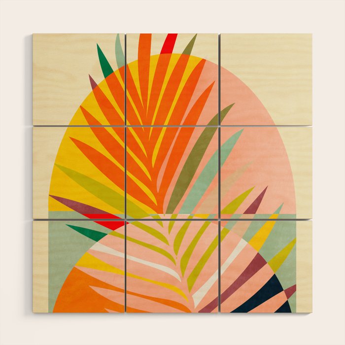 minimal leaf tropical spring Wood Wall Art Gallery Image 1