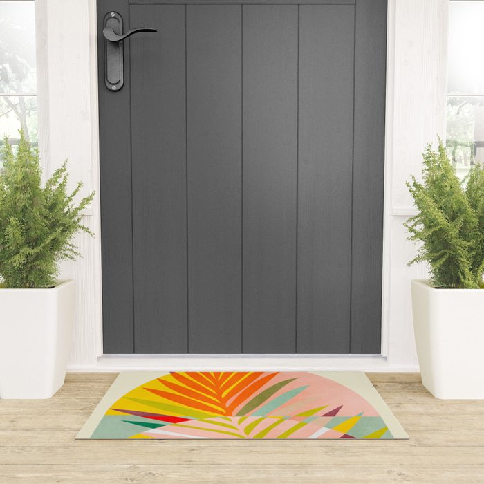 minimal leaf tropical spring Welcome Mat Gallery Image 3