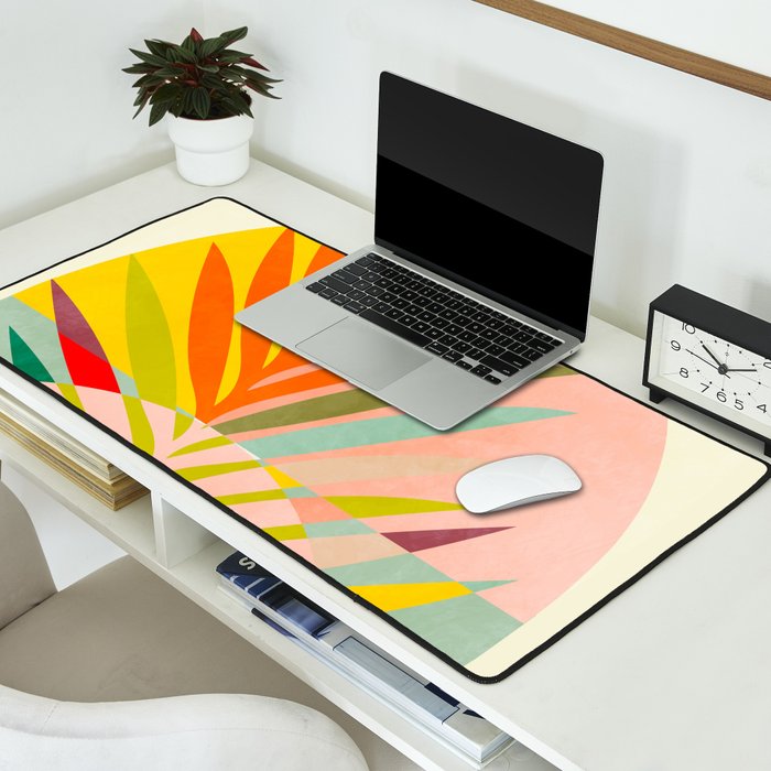 minimal leaf tropical spring Desk Mat Gallery Image 2