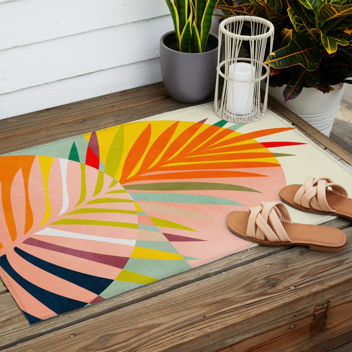 minimal leaf tropical spring Outdoor Rug Gallery Image 2