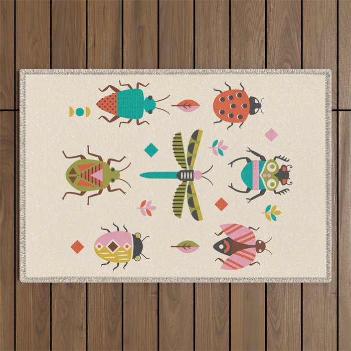 Mid century bugs Outdoor Rug Gallery Image 1