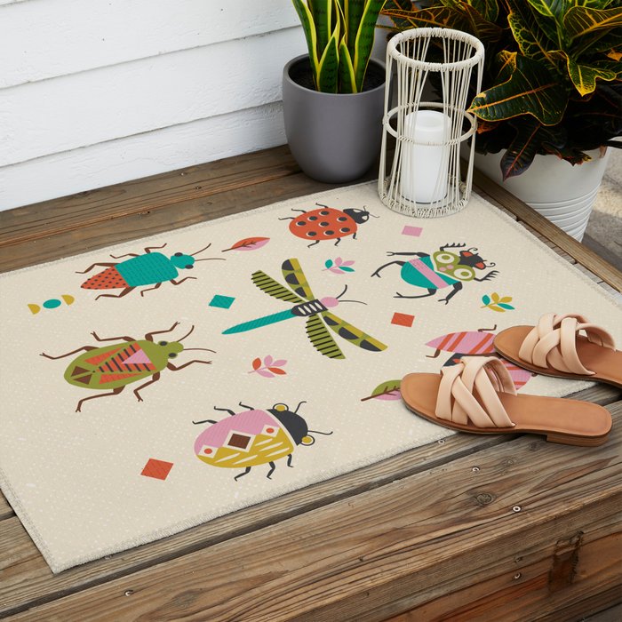 Mid century bugs Outdoor Rug Gallery Image 2