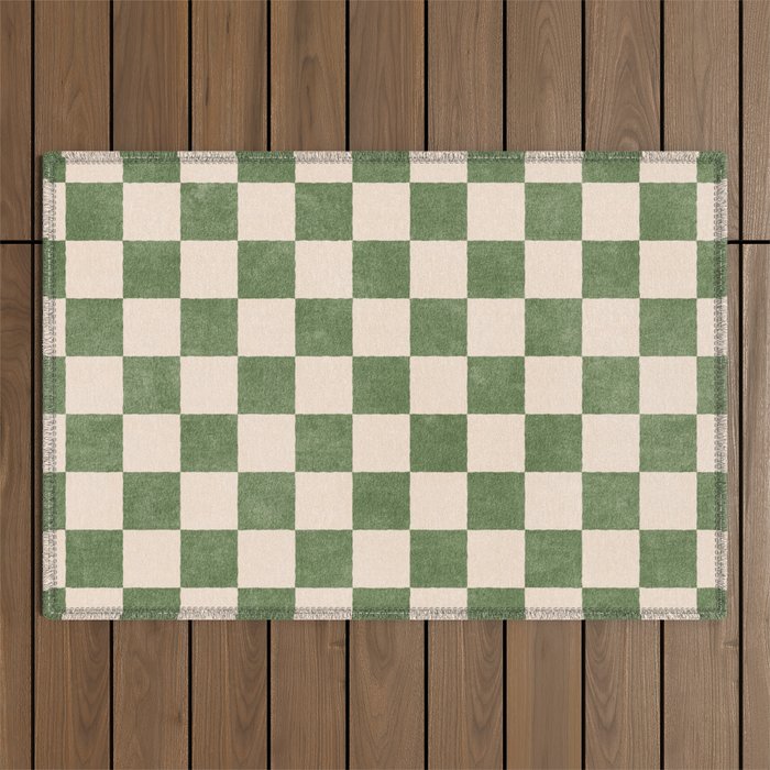 CHECKER - 001 - Olive Outdoor Rug Gallery Image 1