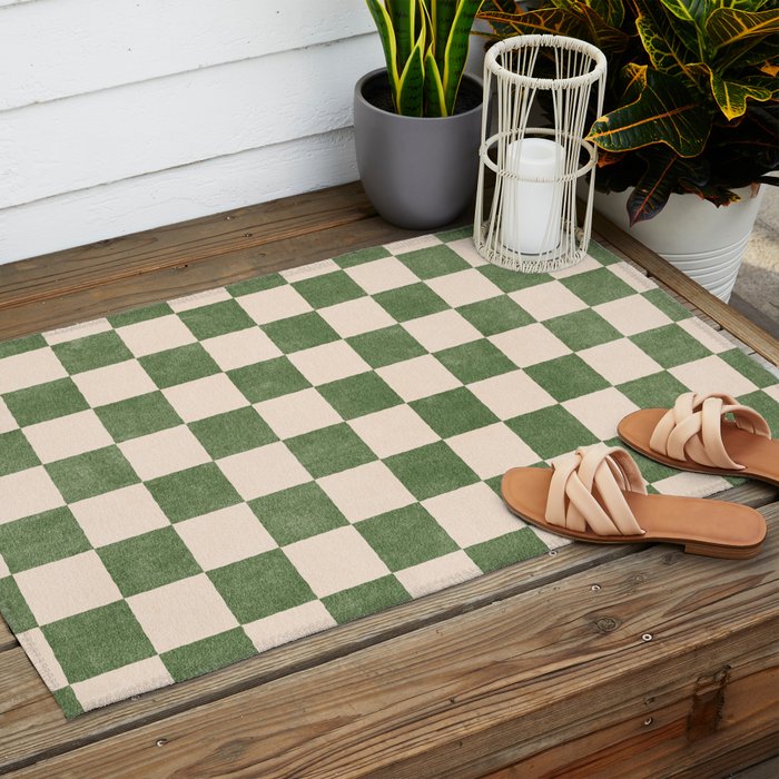 CHECKER - 001 - Olive Outdoor Rug Gallery Image 2