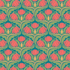 Art Nouveau Pattern 2 Red Sage Green Yellow Ochre On Blue Coffee Mug Gallery Image 2