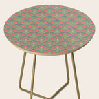 Art Nouveau Pattern 2 Red Sage Green Yellow Ochre On Blue Side Table Gallery Image 2