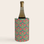 Art Nouveau Pattern 2 Red Sage Green Yellow Ochre On Blue Wine Chiller Gallery Image 2
