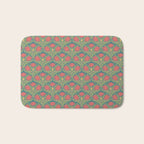 Art Nouveau Pattern 2 Red Sage Green Yellow Ochre On Blue Bath Mat Gallery Image 1