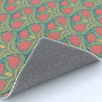 Art Nouveau Pattern 2 Red Sage Green Yellow Ochre On Blue Rug Gallery Image 4