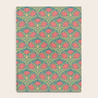 Art Nouveau Pattern 2 Red Sage Green Yellow Ochre On Blue Notebook Gallery Image 4