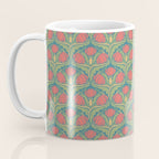 Art Nouveau Pattern 2 Red Sage Green Yellow Ochre On Blue Coffee Mug Gallery Image 3