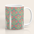 Art Nouveau Pattern 2 Red Sage Green Yellow Ochre On Blue Coffee Mug Gallery Image 1