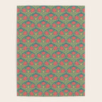Art Nouveau Pattern 2 Red Sage Green Yellow Ochre On Blue Poster Gallery Image 4