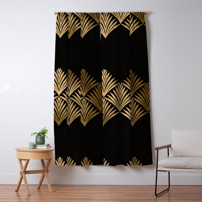 Reims France Luxueux Black and Gold Art Deco Window Curtain Gallery Image 5