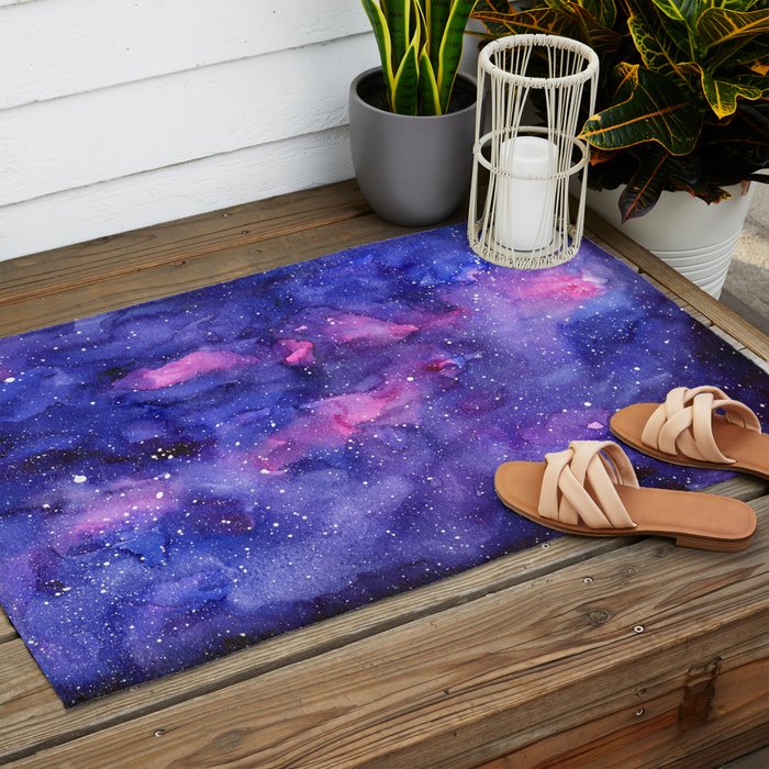 Galaxy Pattern Watercolor Outdoor Rug Gallery Image 2