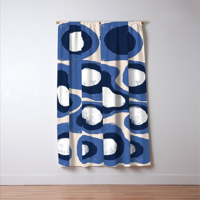 Modern Blue White Stains Window Curtain Gallery Image 3