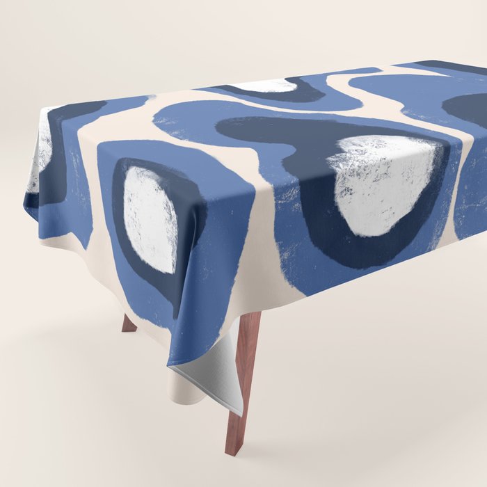 Modern Blue White Stains Tablecloth Gallery Image 1
