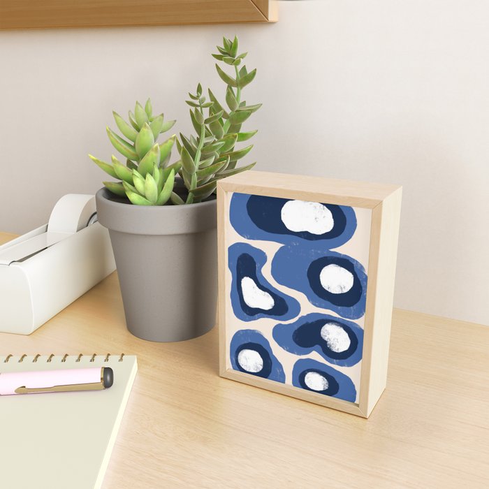 Modern Blue White Stains Mini Art Print Gallery Image 2