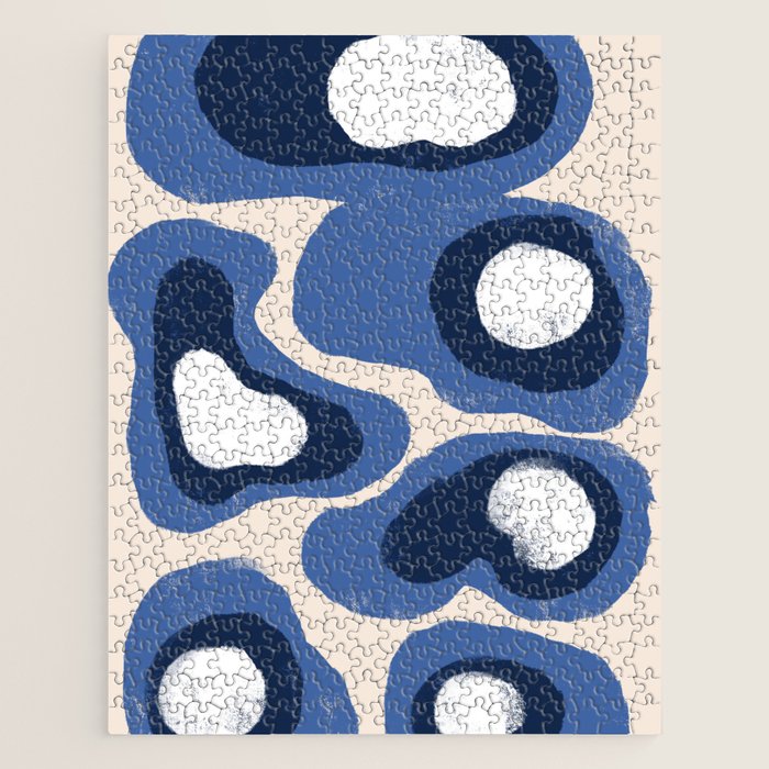 Modern Blue White Stains Jigsaw Puzzle Gallery Image 1