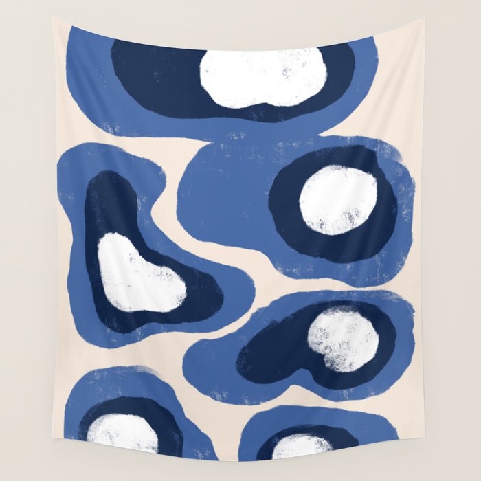 Modern Blue White Stains Wall Tapestry Gallery Image 4