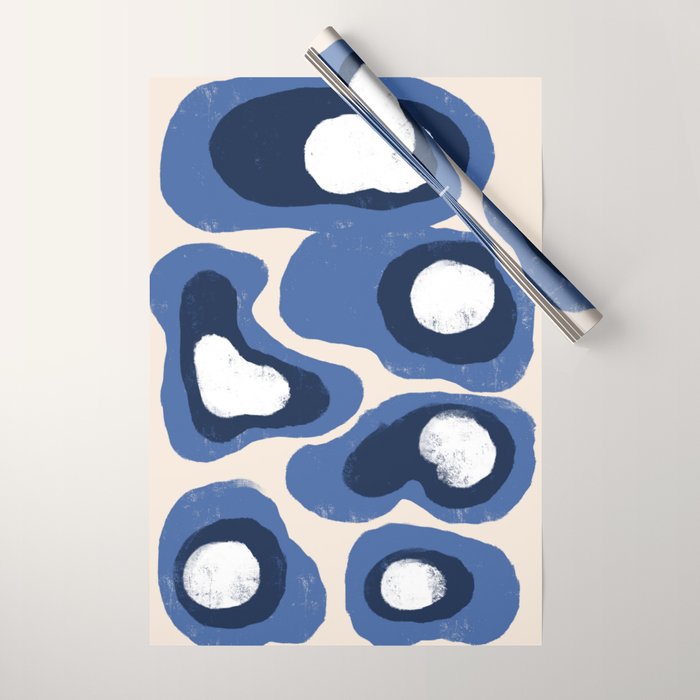 Modern Blue White Stains Wrapping Paper Gallery Image 1