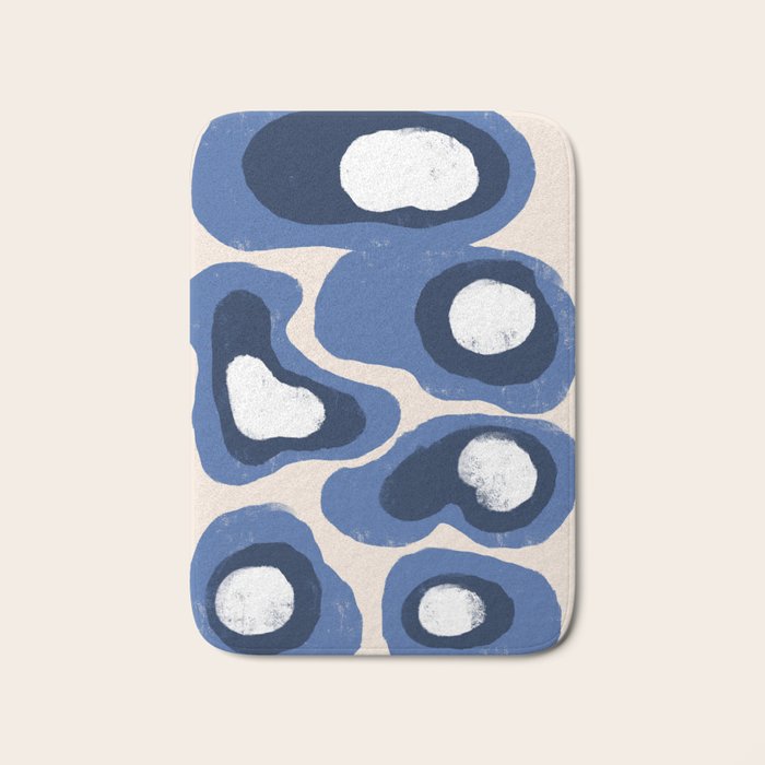 Modern Blue White Stains Bath Mat Gallery Image 1